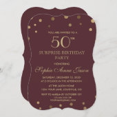 Gold Confetti Burgundy - 50e Surprijdag Kaart (Voorkant / Achterkant)