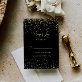 Gold Confetti Calligrafie Fancy Script RSVP