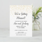 Gold Confetti Calligrafie We worden getrouwd Kaart (Staand voorkant)