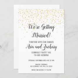 Gold Confetti Calligrafie We worden getrouwd Kaart