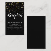 Gold Confetti Calligrafie | Zwarte opvangkaart Informatiekaartje (Voorkant / Achterkant)