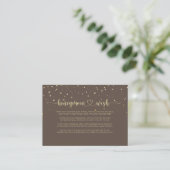 Gold Confetti Calligraphy Brown Honeymoon Wish Informatiekaartje (Staand voorkant)