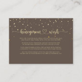 Gold Confetti Calligraphy Brown Honeymoon Wish Informatiekaartje (Voorkant)