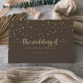 Gold Confetti Calligraphy Brown Wedding Gastenboek