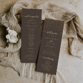 Gold Confetti Calligraphy Brown Wedding Programmakaart