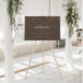 Gold Confetti Calligraphy Brown WedWedding Welcome Poster