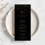 Gold Confetti Calligraphy Fancy Script Dinner Menu<br><div class="desc">Deze gouden confetti kalligrafie-fancy scriptdiner is perfect voor een ritueel huwelijk. Het eenvoudige en elegante ontwerp kenmerkt het mousserende gouden confetti met een stijlvolle manuscripttypografie. Dit menu kan worden gebruikt voor een trouwreceptie,  een repetitief diner,  een vrijgezellenfeest of een evenement.</div>