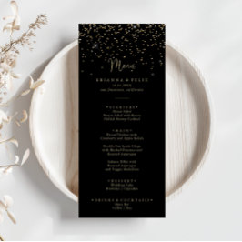 Gold Confetti Calligraphy Fancy Script Dinner Menu