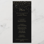 Gold Confetti Calligraphy Fancy Script Dinner Menu (Voorkant)