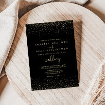 Gold Confetti Calligraphy Fancy Script Wedding