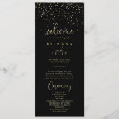 Gold Confetti Calligraphy Fancy Script Wedding Programmakaart (Voorkant)