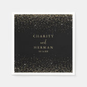 Gold Confetti Calligraphy Script Wedding Napkins Servet (Voorkant)