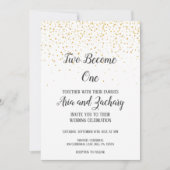 Gold Confetti Calligraphy Two wordt One Wedding Kaart (Voorkant)