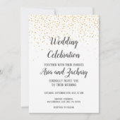 Gold Confetti Calligraphy Wedding Celebration Kaart (Voorkant)
