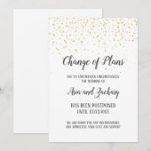 Gold Confetti Calligraphy Wedding Change of Planan Kaart (Voorkant / Achterkant)