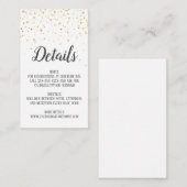 Gold Confetti Calligraphy Wedding Details Kaart (Voorkant / Achterkant)