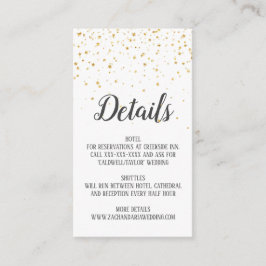 Gold Confetti Calligraphy Wedding Details Kaart