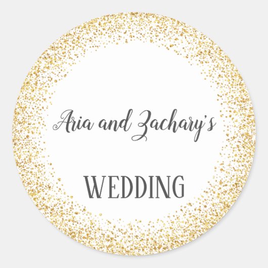 Gold Confetti Calligraphy Wedding Envelope zegels (Voorkant)