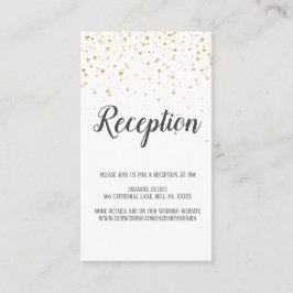 Gold Confetti Calligraphy Wedding Reception Kaart