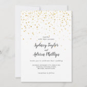 Gold Confetti Casual huwelijksuitnodiging Kaart (Voorkant)