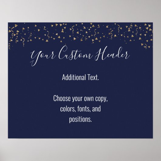 Gold Confetti Casual marine doet het zelf feesteli Poster (Voorkant)