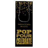 Gold Confetti Celebration | Aangepaste kleur Wijn Cadeautas (Voorkant)