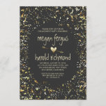 Gold confetti chalkboard verlofpartij kaart<br><div class="desc">faux foil gold confetti en chalkboard background service party uitnodigingen ! Casual en leuke uitnodiging voor creatieve bruid en bruid!</div>