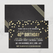 Gold Confetti Chalkboard Vrouw's 40e verjaardag Kaart (Voorkant / Achterkant)