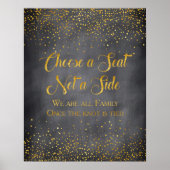 Gold Confetti Chalkboard Wedding Seding Sign Poster (Voorkant)
