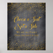 Gold Confetti Chalkboard Wedding Seding Sign