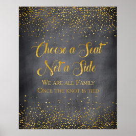 Gold Confetti Chalkboard Wedding Seding Sign Poster