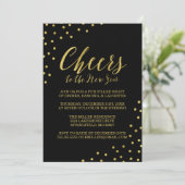 Gold Confetti Cheers nieuwjaarsfeest Kaart (Staand voorkant)