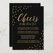 Gold Confetti Cheers nieuwjaarsfeest Kaart (Voorkant / Achterkant)