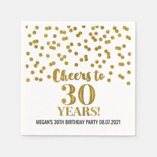 Gold Confetti Cheers tot 30 jaar verjaardag Servet