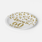 Gold Confetti Cheers tot 60 jaar verjaardag Papieren Bordje (Gekanteld)