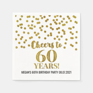 Gold Confetti Cheers tot 60 jaar verjaardag Servet