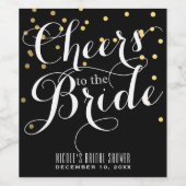 Gold Confetti CHEERT NAAR DE BRIDE Bridal Wine Wijn Etiket (Enkel label)