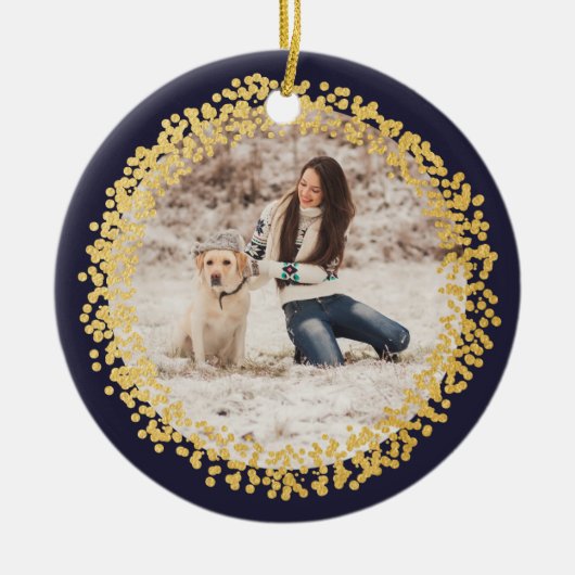 Gold confetti cirkel foto ornament faux folie (Voorkant)