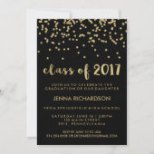 Gold Confetti Class of 2017 Graduation Party Black Kaart (Voorkant)