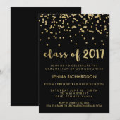 Gold Confetti Class of 2017 Graduation Party Black Kaart (Voorkant / Achterkant)