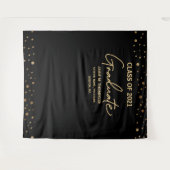 Gold Confetti Class of 2021 backdrop afstuderen Wandkleed (Voorkant (horizontaal))