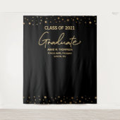 Gold Confetti Class of 2021 backdrop afstuderen Wandkleed (Voorkant)