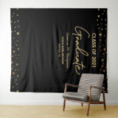 Gold Confetti Class of 2021 backdrop afstuderen Wandkleed (In Situ (horizontaal))
