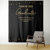 Gold Confetti Class of 2021 backdrop afstuderen Wandkleed (In situ)