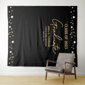 Gold Confetti Class of 2023 backdrop afstuderen Wandkleed (In Situ (horizontaal))