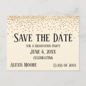 Gold Confetti Cream Graduation Party Save the Date Briefkaart (Voorkant)