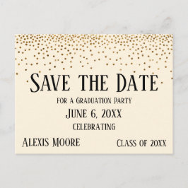 Gold Confetti Cream Graduation Party Save the Date Briefkaart
