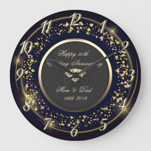 Gold Confetti, Diamond 50th Wedding Jubileum Grote Klok