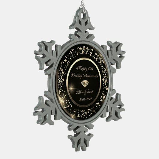 Gold Confetti Diamond 50th Wedding Jubileum Tin Sneeuwvlok Ornament (Links)
