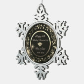 Gold Confetti Diamond 50th Wedding Jubileum Tin Sneeuwvlok Ornament (Rechts)